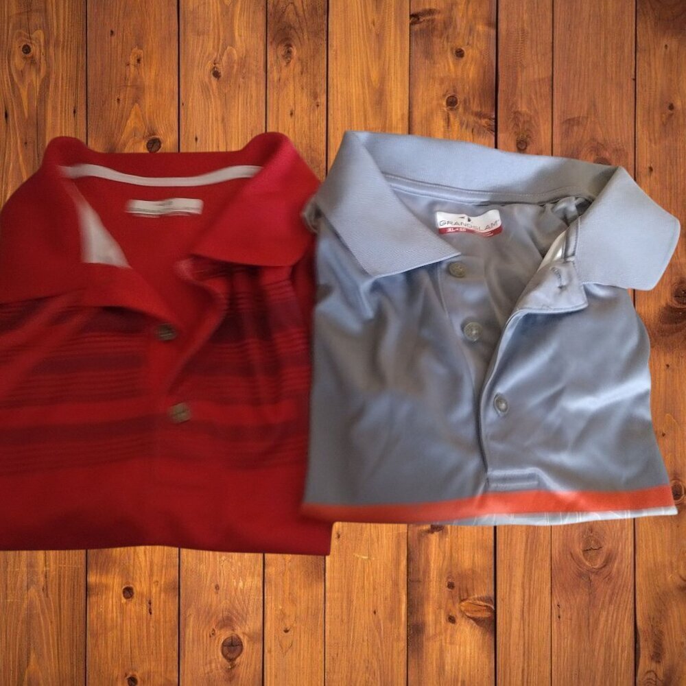 Grand Slam Men's XL Short Sleeve Polo Pullover Golf Shirts  Lot of 2 (L40)